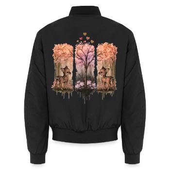 Don nature de la forêt aquarelle Faon - Bomber unisexe - noir - Dos - AI Model Male 185 light (185cm)