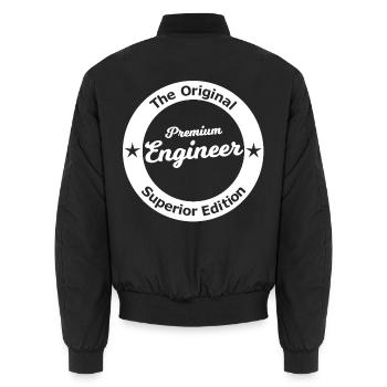 Premium Engineer Abzeichen - Unisex Bomberjacke - Schwarz - Hinten - AI Model Male 185 light (185cm)