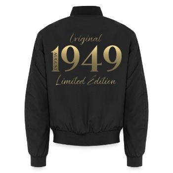 77. Geburtstag Geschenk Original August 1949 - Unisex Bomberjacke - Schwarz - Hinten - AI Model Male 185 light (185cm)
