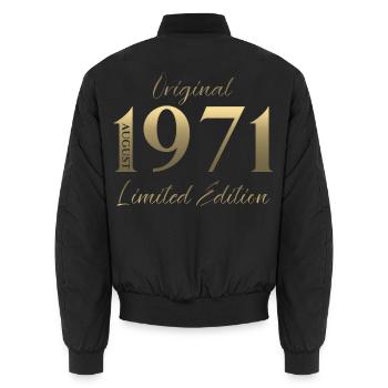 55. Geburtstag Geschenk Original August 1971 - Unisex Bomberjacke - Schwarz - Hinten - AI Model Male 185 light (185cm)