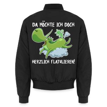 Flatulierendes Einhorn – Lustiger Spruch - Unisex Bomberjacke - Schwarz - Hinten - AI Model Male 185 light (185cm)