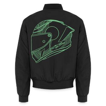 Helm - Unisex Bomberjacke - Schwarz - Hinten - AI Model Male 185 light (185cm)