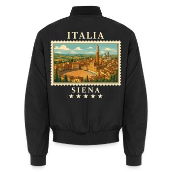 Italien Siena Vintage Reisemarke - Unisex Bomberjacke - Schwarz - Hinten - AI Model Male 185 light (185cm)