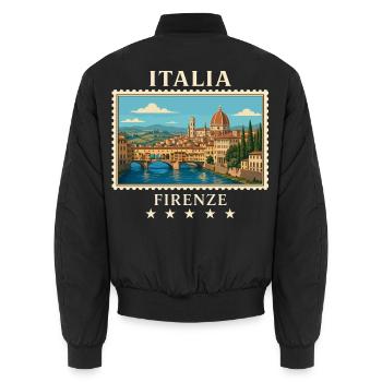 Italien Florenz Vintage Reisemarke - Unisex Bomberjacke - Schwarz - Hinten - AI Model Male 185 light (185cm)