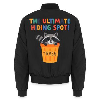 Waschbär im Mülleimerversteck - Unisex Bomberjacke - Schwarz - Hinten - AI Model Male 185 light (185cm)