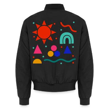 Lebendige Geometrie Sonnenfarben Muster - Unisex Bomberjacke - Schwarz - Hinten - AI Model Male 185 light (185cm)