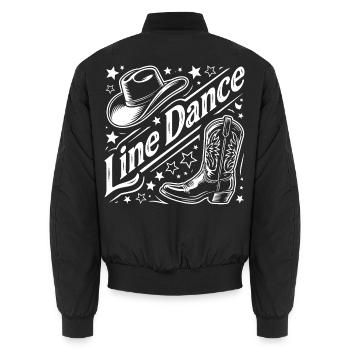 Line Dance Western Grafik - Unisex Bomberjacke - Schwarz - Hinten - AI Model Male 185 light (185cm)