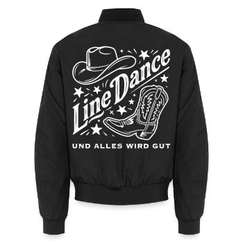 Line Dance Cowboy Flair - Unisex Bomberjacke - Schwarz - Hinten - AI Model Male 185 light (185cm)