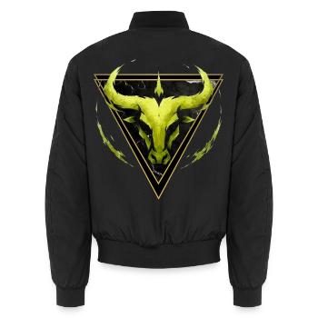 Stier-Erdzeichen – Tierkreis von Kék-Ina - Unisex Bomberjacke - Schwarz - Hinten - AI Model Male 185 light (185cm)