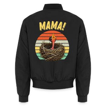 Mama Hungry Baby Bird - Unisex Bomberjacke - Schwarz - Hinten - AI Model Male 185 light (185cm)