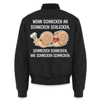 Schnecken schlecken – Lustiger Zungenbrecher - Unisex Bomberjacke - Schwarz - Hinten - AI Model Male 185 light (185cm)