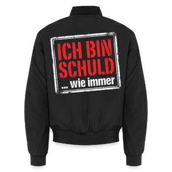 Ich bin schuld wie immer - Lustiger Spruch - Unisex Bomberjacke - Schwarz - Hinten - AI Model Male 185 light (185cm)