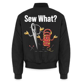 Sew What Lustiges Nähmaschinen Motiv - Unisex Bomberjacke - Schwarz - Hinten - AI Model Male 185 light (185cm)