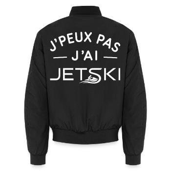 Jet Ski Humour Cadeau Glisse Nautique - Bomber unisexe - noir - Dos - AI Model Male 185 light (185cm)