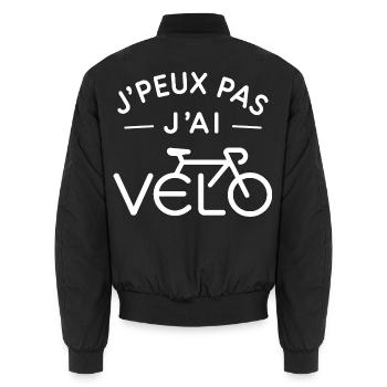 Vélo Humour Cadeau Passionné de Cyclisme - Bomber unisexe - noir - Dos - AI Model Male 185 light (185cm)