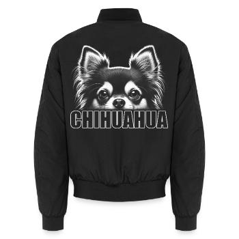 Chihuahua Porträt mit horizontalem Schriftzug - Unisex Bomberjacke - Schwarz - Hinten - AI Model Male 185 light (185cm)