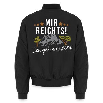 Mir reichts! Ich geh wandern! Ab in die Berge - Unisex Bomberjacke - Schwarz - Hinten - AI Model Male 185 light (185cm)