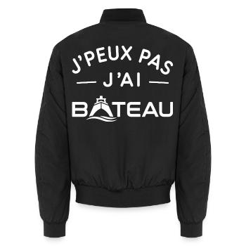 Bateau Humour Cadeau Passionné de Navigation - Bomber unisexe - noir - Dos - AI Model Male 185 light (185cm)