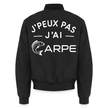 Carpe Humour Cadeau Passionné de Pêche - Bomber unisexe - noir - Dos - AI Model Male 185 light (185cm)