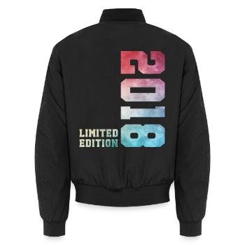 8th Birthday Limited Edition 2018 – Vintage 2018 - Unisex Bomber Jacket - black - Back - AI Model Male 185 light (185cm)