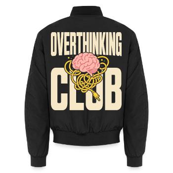 Overthinking Club mit Gedankenchaos - Unisex Bomberjacke - Schwarz - Hinten - AI Model Male 185 light (185cm)