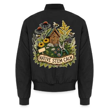 NATIVE STEM CALM Pflanzen - Unisex Bomberjacke - Schwarz - Hinten - AI Model Male 185 light (185cm)