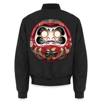 Blumenkreis-Daruma im Feststil Daruma Origami - Unisex Bomberjacke - Schwarz - Hinten - AI Model Male 185 light (185cm)