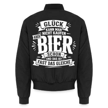 Glück kann man nicht kaufen, aber Bier schon - Unisex Bomberjacke - Schwarz - Hinten - AI Model Male 185 light (185cm)