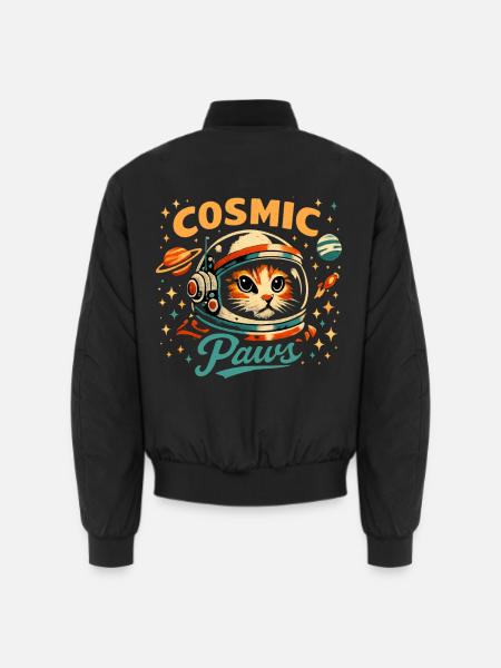 Kosmische Pfoten: Katzenastronaut - Unisex Bomberjacke - Schwarz