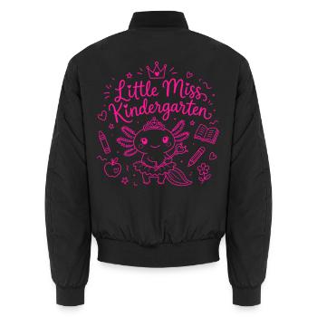 Little Miss Kindergarten - Cute Axolotl - Unisex Bomber Jacket - black - Back - AI Model Male 185 light (185cm)
