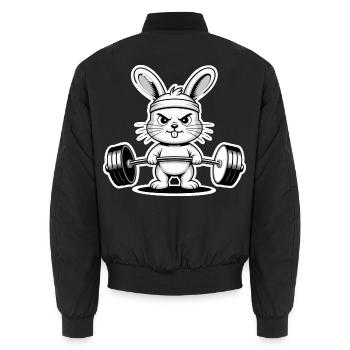 Pumpernickel Rabbit - Unisex Bomber Jacket - black - Back - AI Model Male 185 light (185cm)