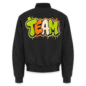 Team - Unisex Bomber Jacket - black - Back - AI Model Male 185 light (185cm)