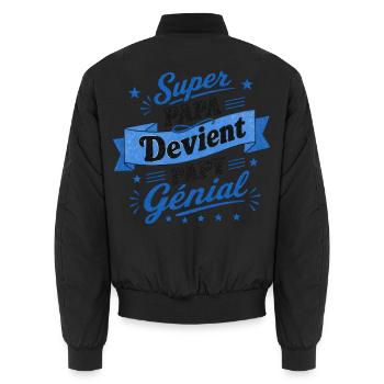 Supervater wird großartiger Opa – Ankündigung - Unisex Bomberjacke - Schwarz - Hinten - AI Model Male 185 light (185cm)