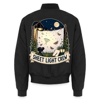 SHEET LIGHT CREW - Unisex Bomber Jacket - black - Back - AI Model Male 185 light (185cm)