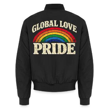 Global Love Pride Rainbow Tri-blend T-Shirt - Unisex Bomber Jacket - black - Back - AI Model Male 185 light (185cm)