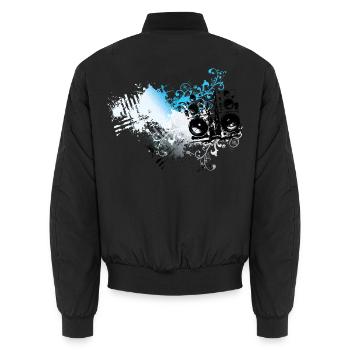 Frutiger Metro speakers - Floral Grunge Splash - Bomber unisexe - noir - Dos - AI Model Male 185 light (185cm)