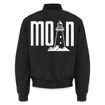 Moin Moin Norden - Maritime North German Design - Unisex Bomber Jacket - black - Back - AI Model Male 185 light (185cm)