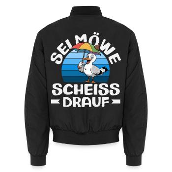 Moin Moin Norden - Maritimes Norddeutsch Design - Unisex Bomberjacke - Schwarz - Hinten - AI Model Male 185 light (185cm)