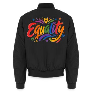 Equality Rainbow T-Shirt CSD Pride - Unisex Bomber Jacket - black - Back - AI Model Male 185 light (185cm)