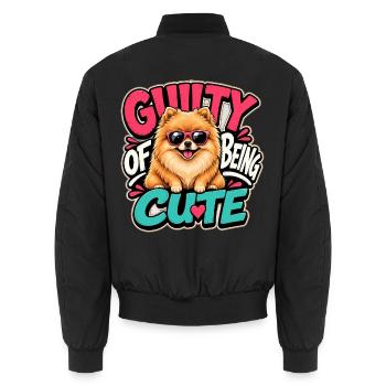 Pomeranian - Unisex Bomber Jacket - black - Back - AI Model Male 185 light (185cm)