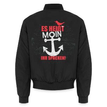 es_heisst_moin-_spacken - Unisex Bomberjacke - Schwarz - Hinten - AI Model Male 185 light (185cm)