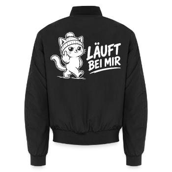 Katzen Shirt – Läuft bei mir - Unisex Bomberjacke - Schwarz - Hinten - AI Model Male 185 light (185cm)