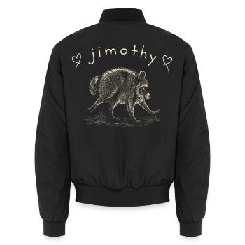 Cute Raccoon | Vintage Woodland Animal Illustratio - Unisex Bomber Jacket - black - Back - AI Model Male 185 light (185cm)