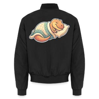 Sleeping Dinosaur - Unisex Bomber Jacket - black - Back - AI Model Male 185 light (185cm)