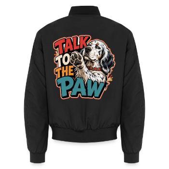 English Setter - Unisex Bomber Jacket - black - Back - AI Model Male 185 light (185cm)