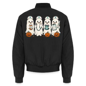 Nurse Nurse Halloween - Unisex Bomber Jacket - black - Back - AI Model Male 185 light (185cm)