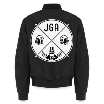 Bachelor Party Groom Hand Signal Beer Circle Symbol NEG 2C - Unisex Bomber Jacket - black - Back - AI Model Male 185 light (185cm)