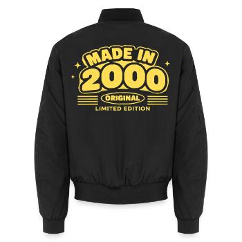 Made in 2000 Original Limited - Unisex Bomber Jacket - black - Back - AI Model Male 185 light (185cm)