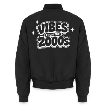 Vibes from the 2000s - Unisex Bomber Jacket - black - Back - AI Model Male 185 light (185cm)