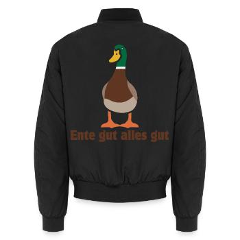 Ente gut alles gut | Cartoon - Unisex Bomberjacke - Schwarz - Hinten - AI Model Male 185 light (185cm)
